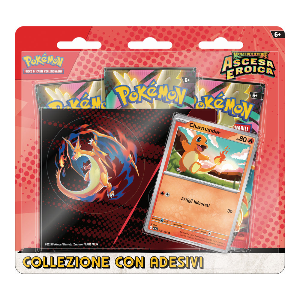 Pokemon Megaevoluzione - Ascesa Eroica - Collezione con adesivi - Charizard