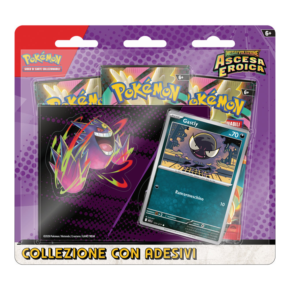 Pokemon Megaevoluzione - Ascesa Eroica - Collezione con adesivi - Gengar