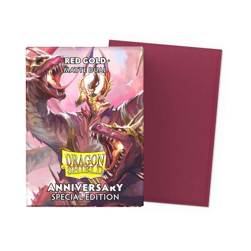 Dragon Shield Dual Matte Sleeves - Pomegranate & Gold